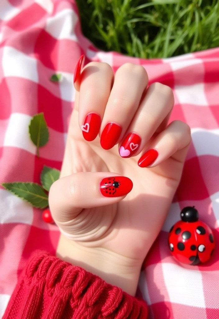 15 DIY Valentine's Nails That Are So Simple, You'll Want to Show Them Off! - 11. Love Bugs