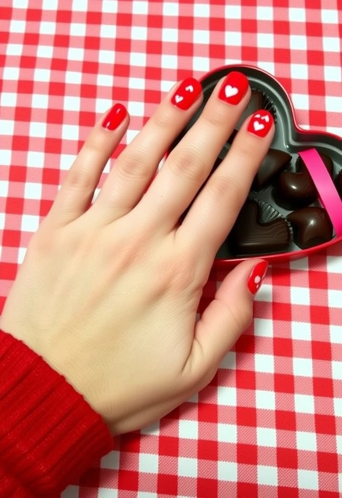 15 DIY Valentine's Nails That Are So Simple, You'll Want to Show Them Off! - 7. Classic Red and White
